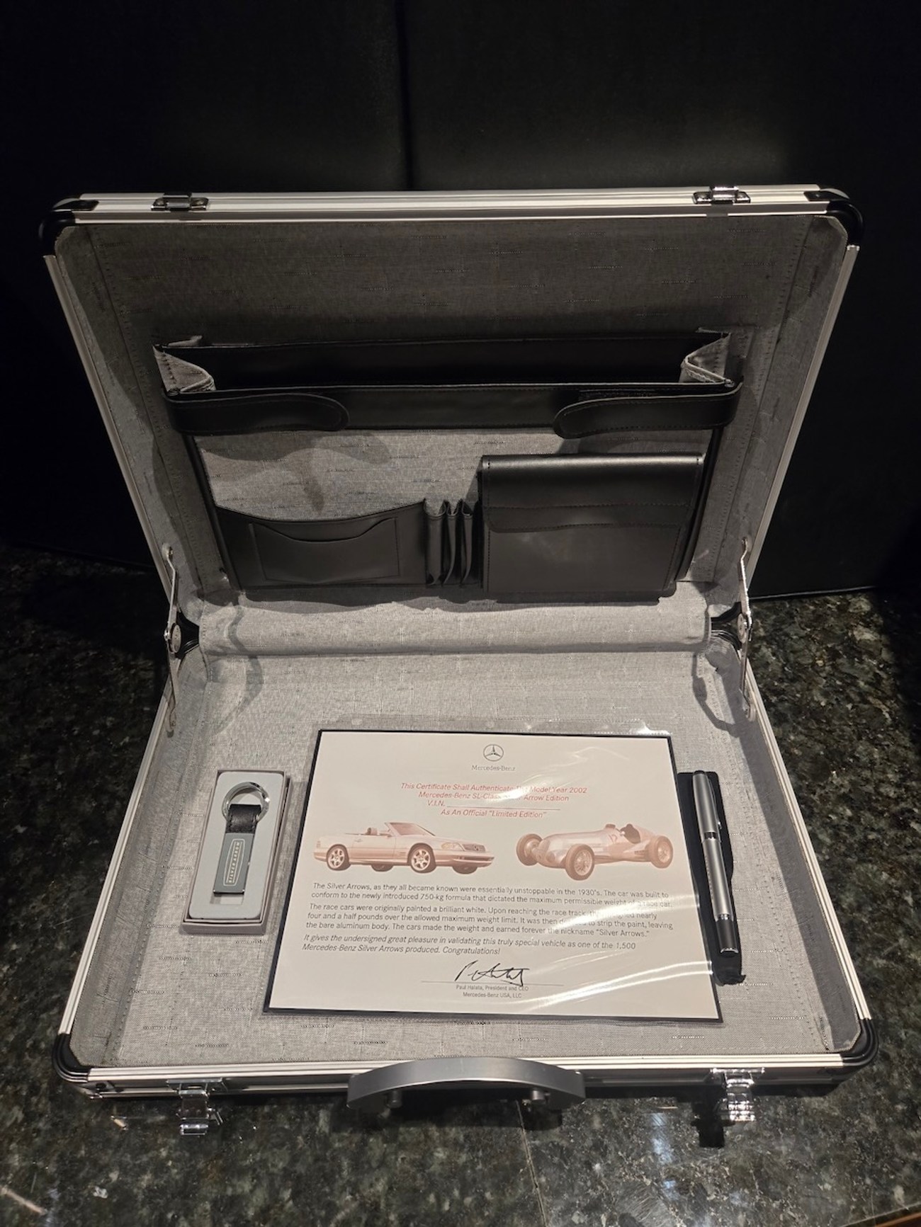 R129 SL Silver Arrow Aluminum Briefcase & Accessories For Sale